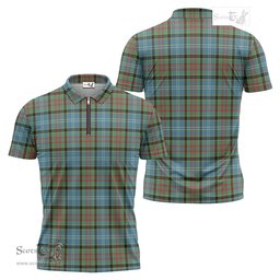 ScotsTee Shop Scottish Cathcart Clan Tartan Zipper Polo Shirt