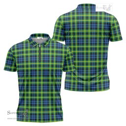 ScotsTee Shop Scottish Campbell of Breadalbane Ancient Clan Tartan Zipper Polo Shirt