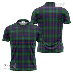 ScotsTee Shop Scottish Calder Modern Clan Tartan Zipper Polo Shirt