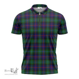 ScotsTee Shop Scottish Calder Modern Clan Tartan Zipper Polo Shirt