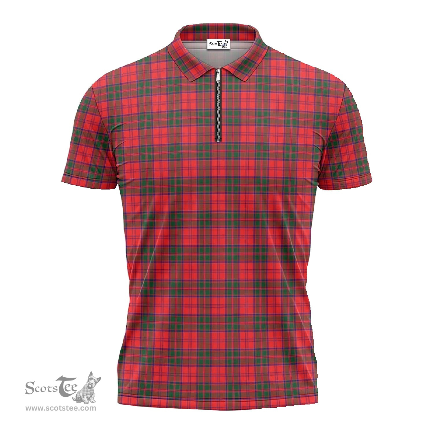 ScotsTee Shop Scottish Drummond Modern Clan Tartan Zipper Polo Shirt