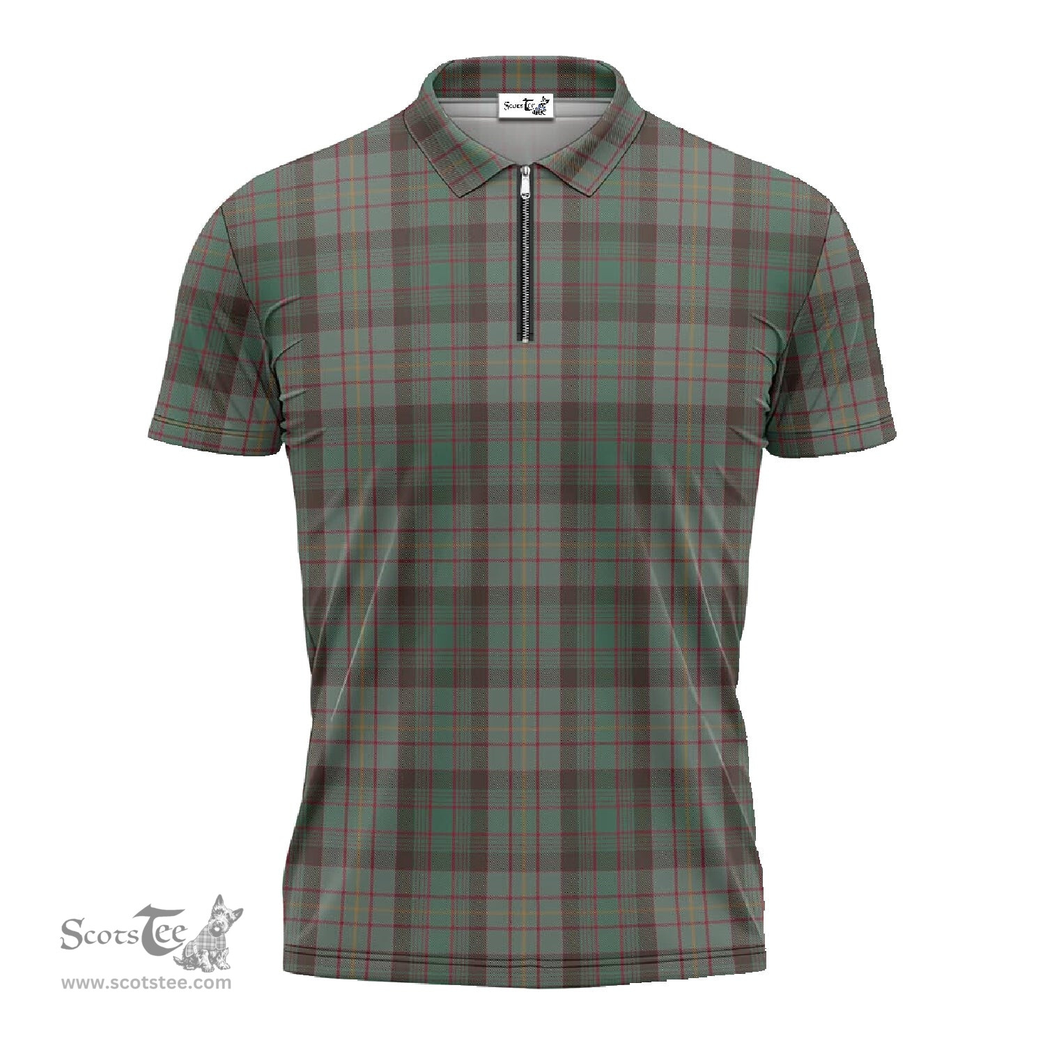 ScotsTee Shop Scottish Cochrane Hunting Clan Tartan Zipper Polo Shirt