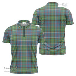 ScotsTee Shop Scottish Colville Clan Tartan Zipper Polo Shirt