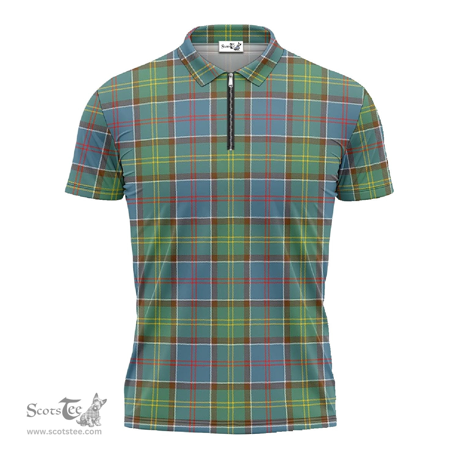 ScotsTee Shop Scottish Colville Clan Tartan Zipper Polo Shirt