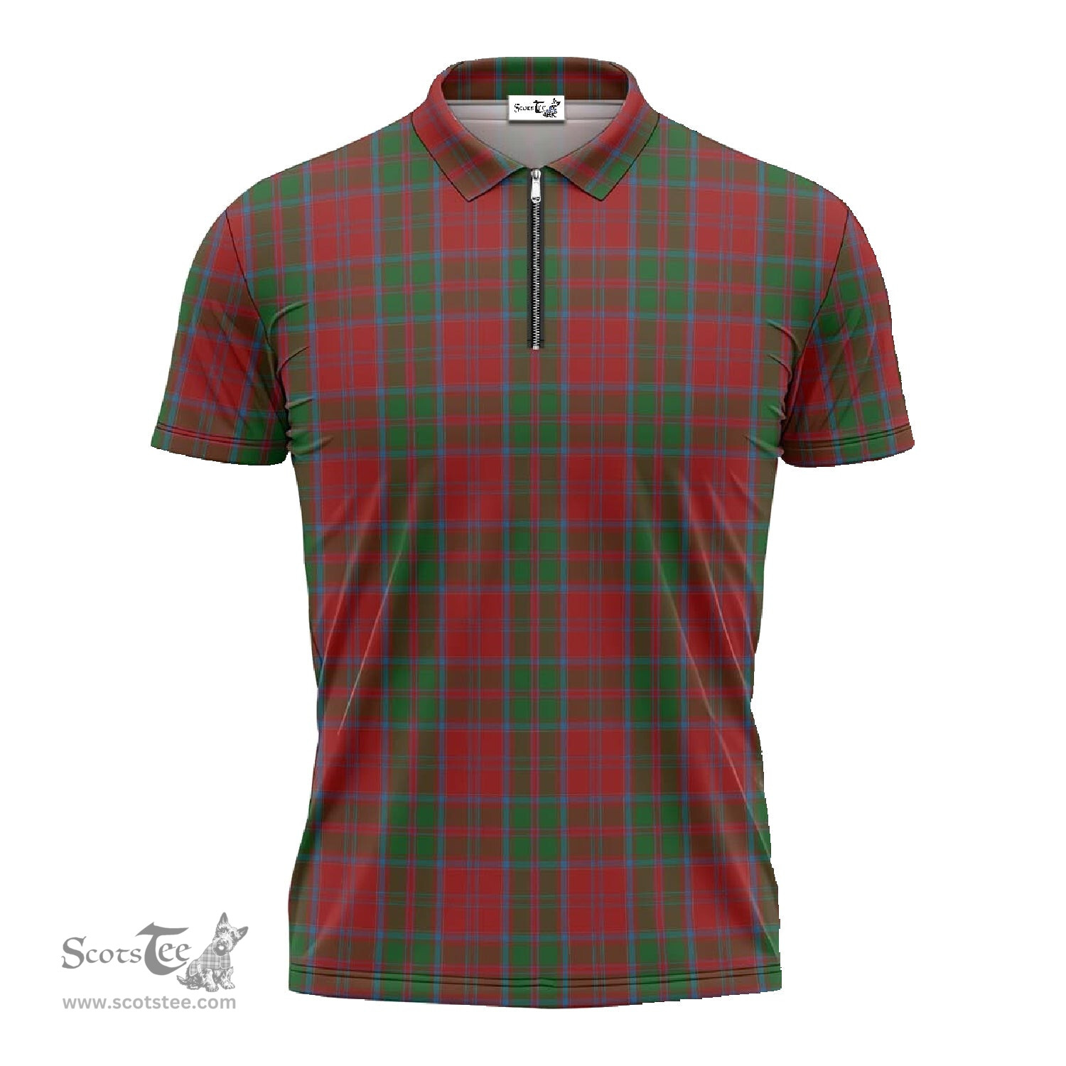 ScotsTee Shop Scottish Drummond Clan Tartan Zipper Polo Shirt