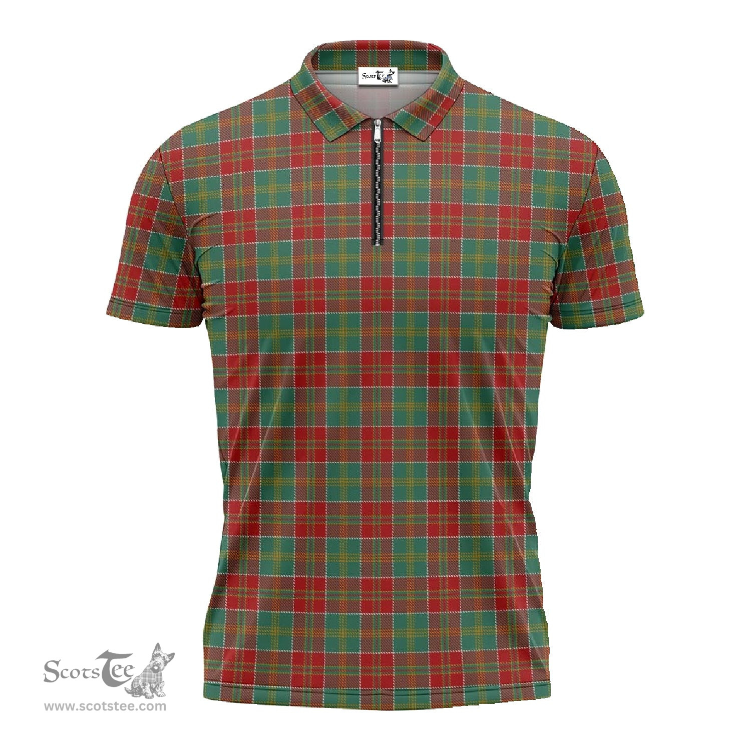 ScotsTee Shop Scottish MacDonald of Kingsburgh Clan Tartan Zipper Polo Shirt
