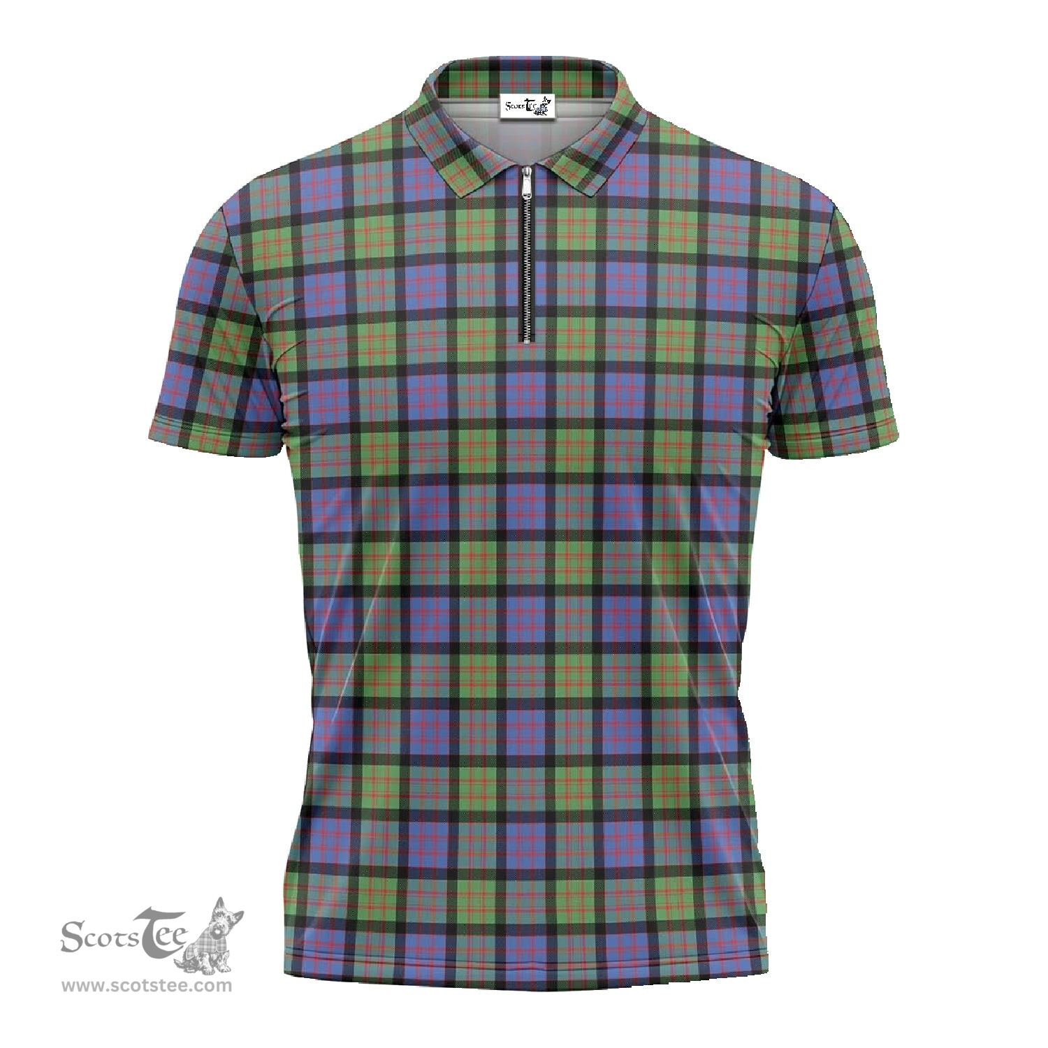 ScotsTee Shop Scottish MacDonald Ancient Clan Tartan Zipper Polo Shirt