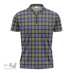 ScotsTee Shop Scottish MacDonald Ancient Clan Tartan Zipper Polo Shirt