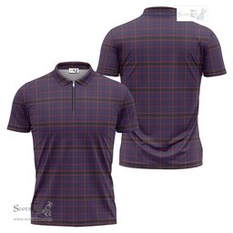 ScotsTee Shop Scottish James of Wales Clan Tartan Zipper Polo Shirt