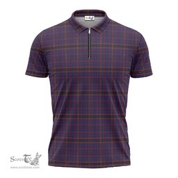 ScotsTee Shop Scottish James of Wales Clan Tartan Zipper Polo Shirt