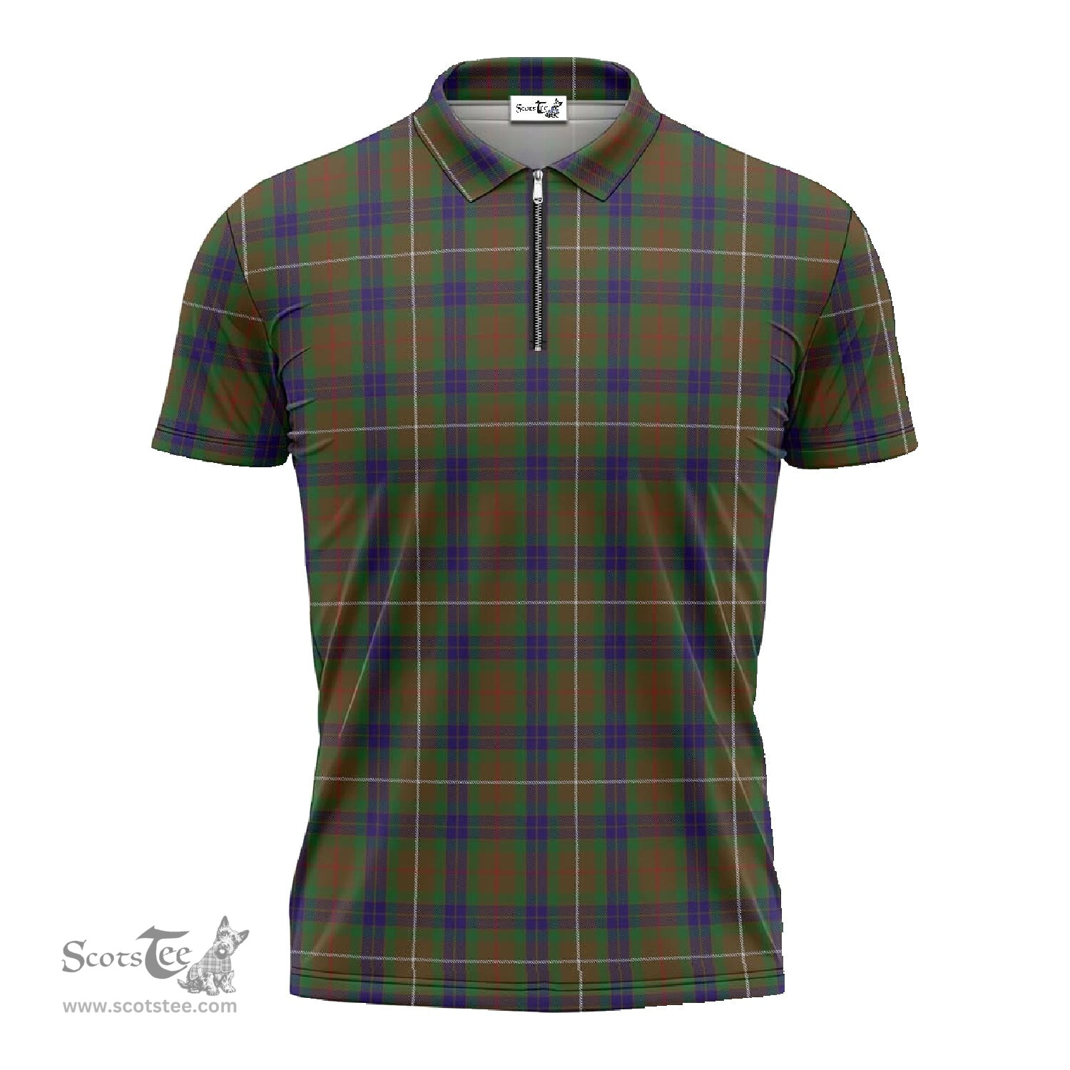 ScotsTee Shop Scottish Fraser Hunting Clan Tartan Zipper Polo Shirt