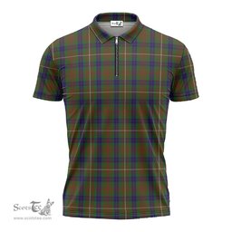 ScotsTee Shop Scottish Fraser Hunting Clan Tartan Zipper Polo Shirt