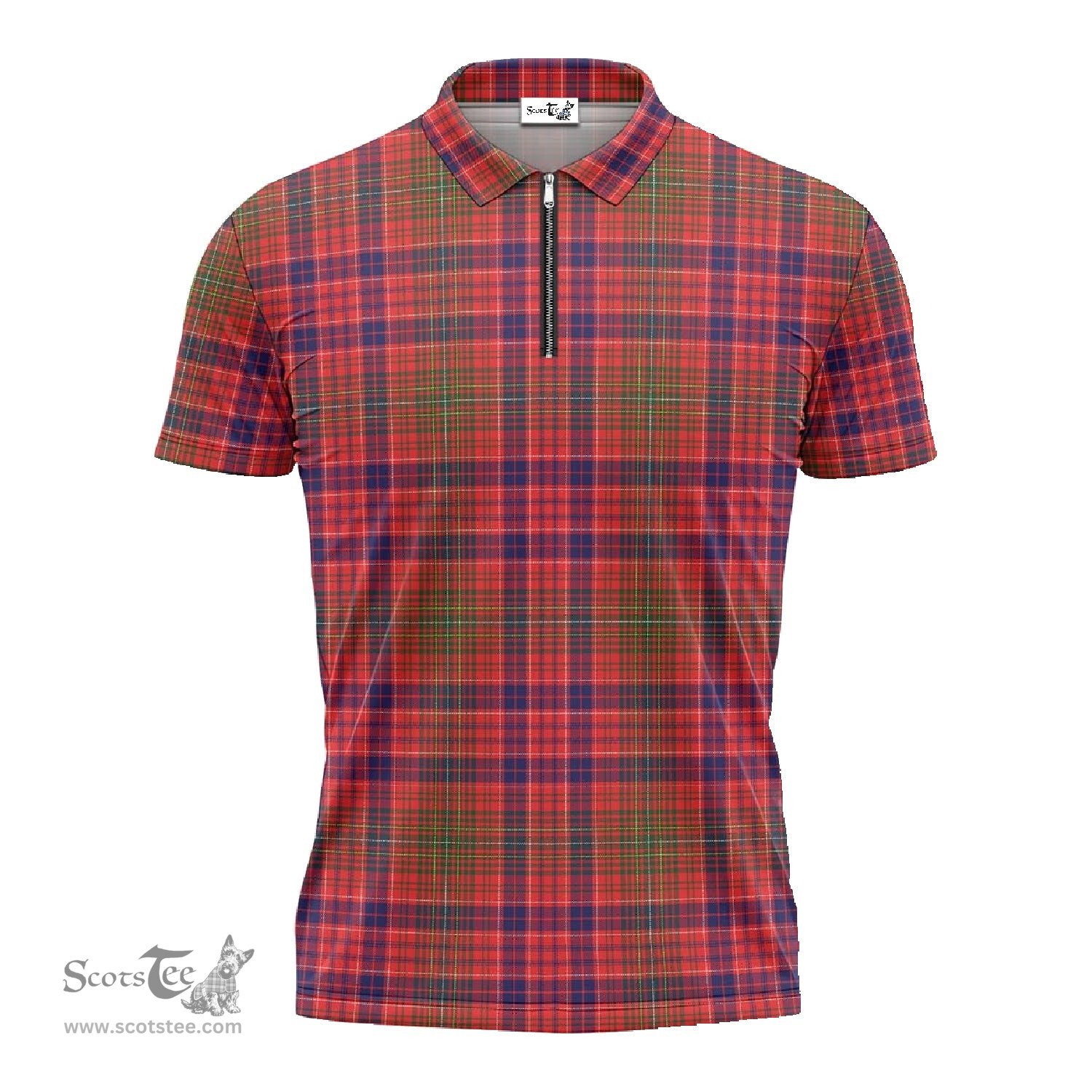 ScotsTee Shop Scottish Lumsden Modern Clan Tartan Zipper Polo Shirt