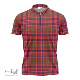 ScotsTee Shop Scottish Lumsden Modern Clan Tartan Zipper Polo Shirt