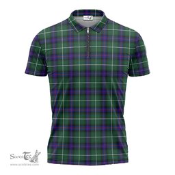 ScotsTee Shop Scottish MacDonald of the Isles Hunting Modern Clan Tartan Zipper Polo Shirt
