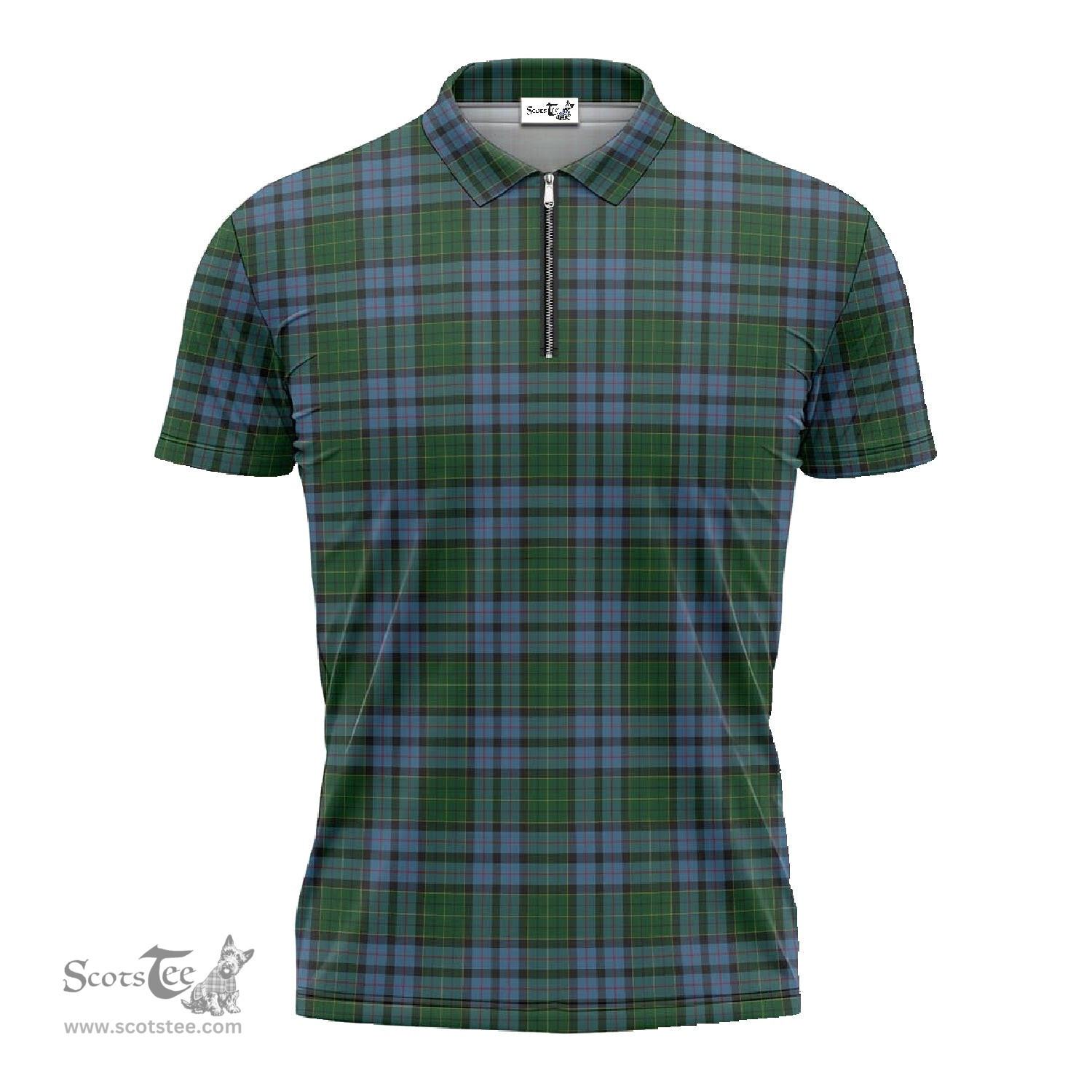 ScotsTee Shop Scottish Forsyth Clan Tartan Zipper Polo Shirt