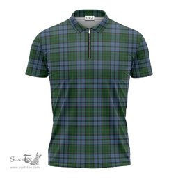 ScotsTee Shop Scottish Forsyth Clan Tartan Zipper Polo Shirt