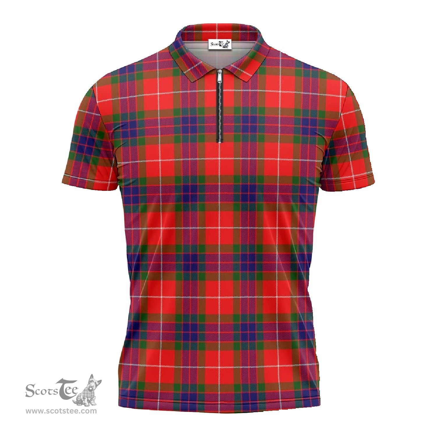 ScotsTee Shop Scottish Fraser Modern Clan Tartan Zipper Polo Shirt