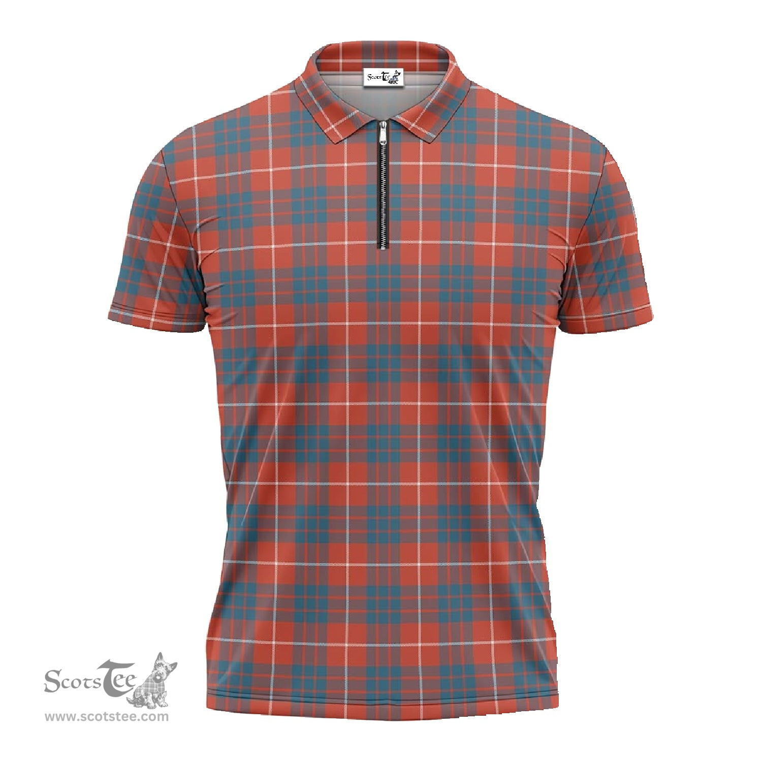 ScotsTee Shop Scottish Hamilton Ancient Clan Tartan Zipper Polo Shirt