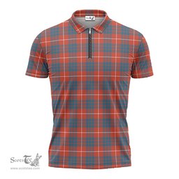 ScotsTee Shop Scottish Hamilton Ancient Clan Tartan Zipper Polo Shirt