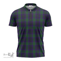 ScotsTee Shop Scottish Lumsden Green Clan Tartan Zipper Polo Shirt