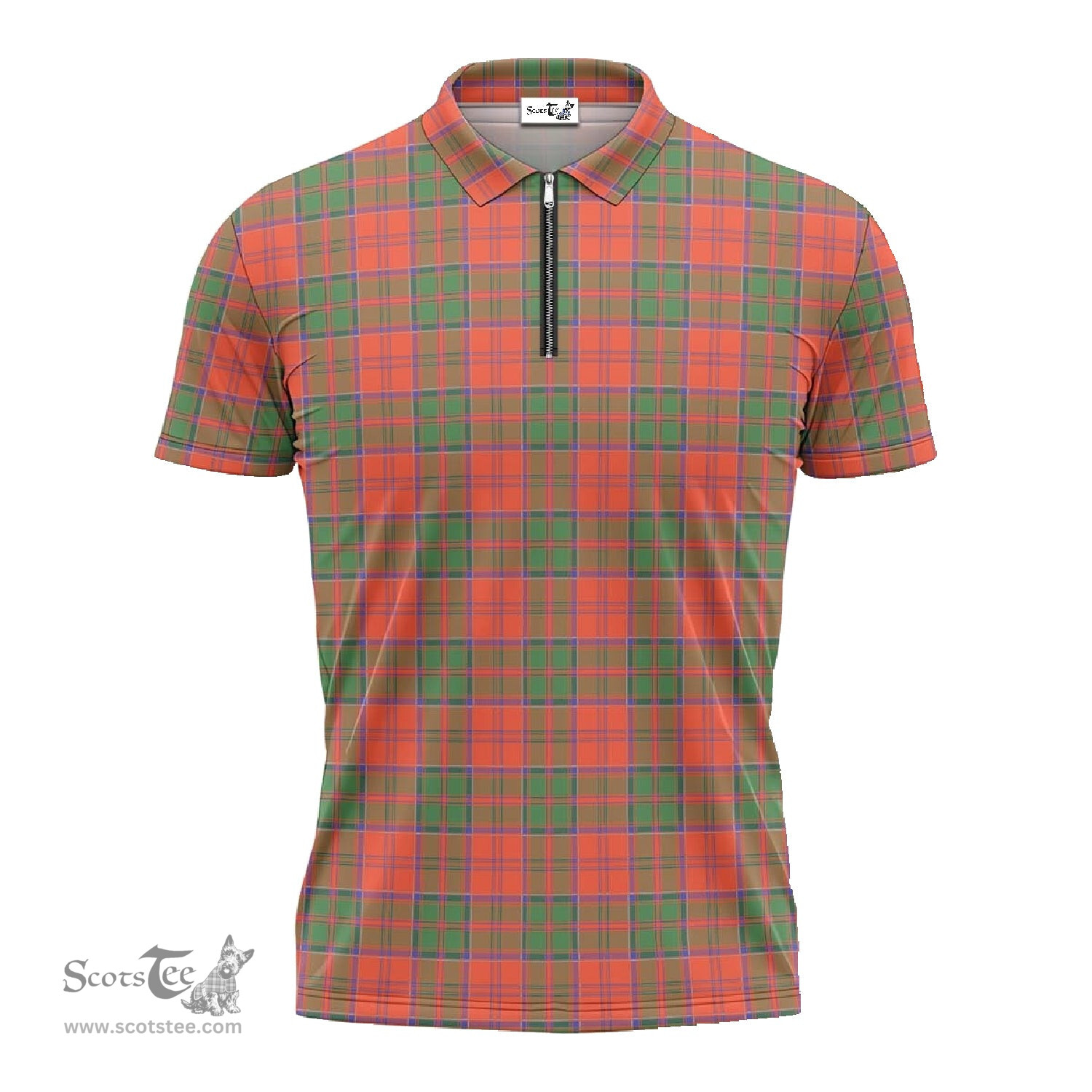 ScotsTee Shop Scottish Grant Ancient Clan Tartan Zipper Polo Shirt