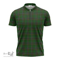 ScotsTee Shop Scottish MacAlpin Modern Clan Tartan Zipper Polo Shirt