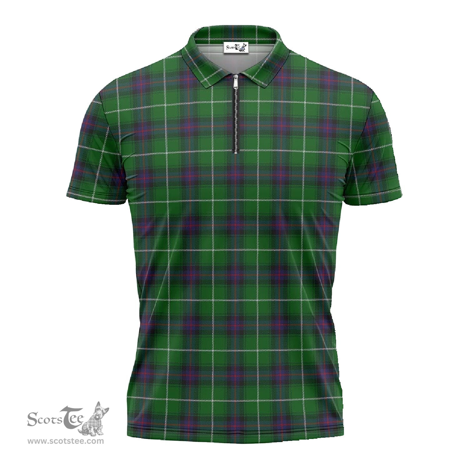 ScotsTee Shop Scottish MacDonald of The Isles Clan Tartan Zipper Polo Shirt