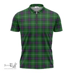 ScotsTee Shop Scottish MacDonald of The Isles Clan Tartan Zipper Polo Shirt