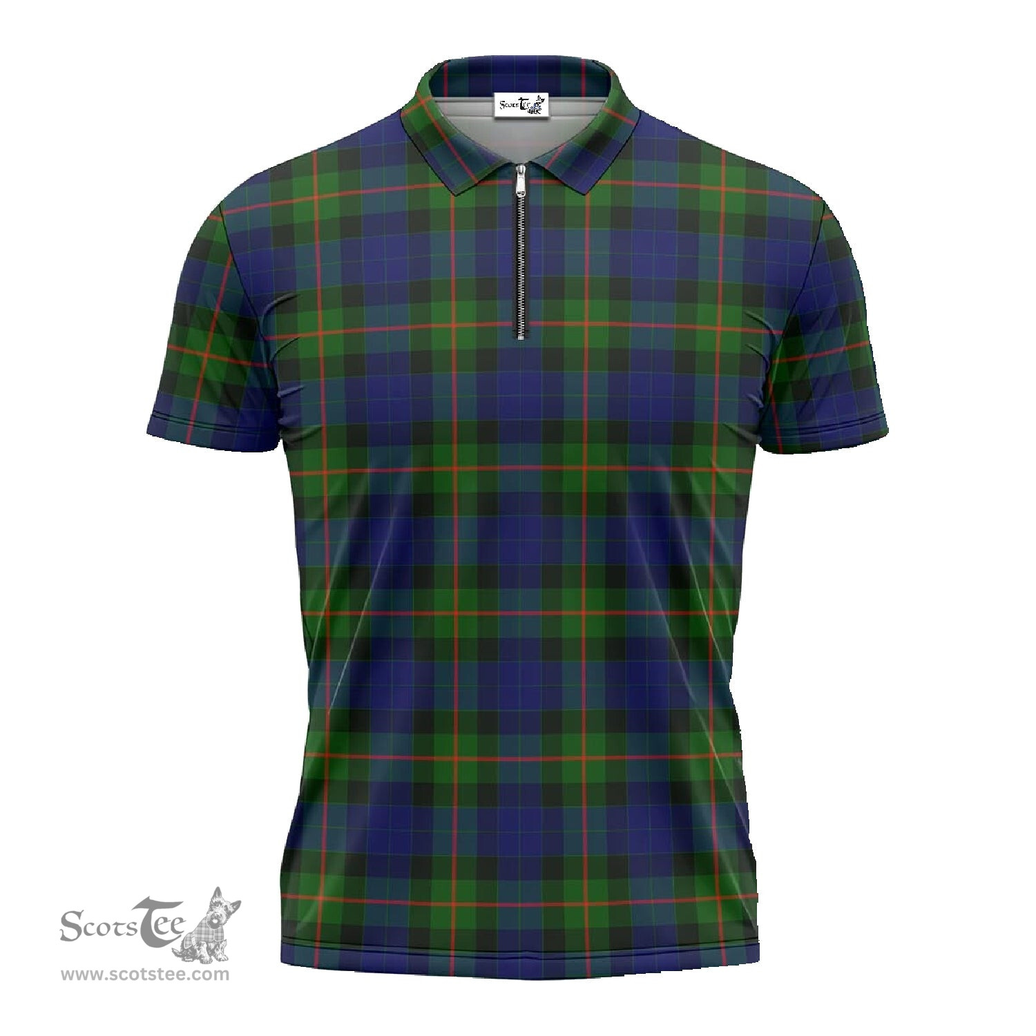 ScotsTee Shop Scottish Gunn Modern Clan Tartan Zipper Polo Shirt