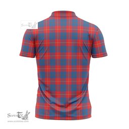 ScotsTee Shop Scottish Galloway Red Clan Tartan Zipper Polo Shirt