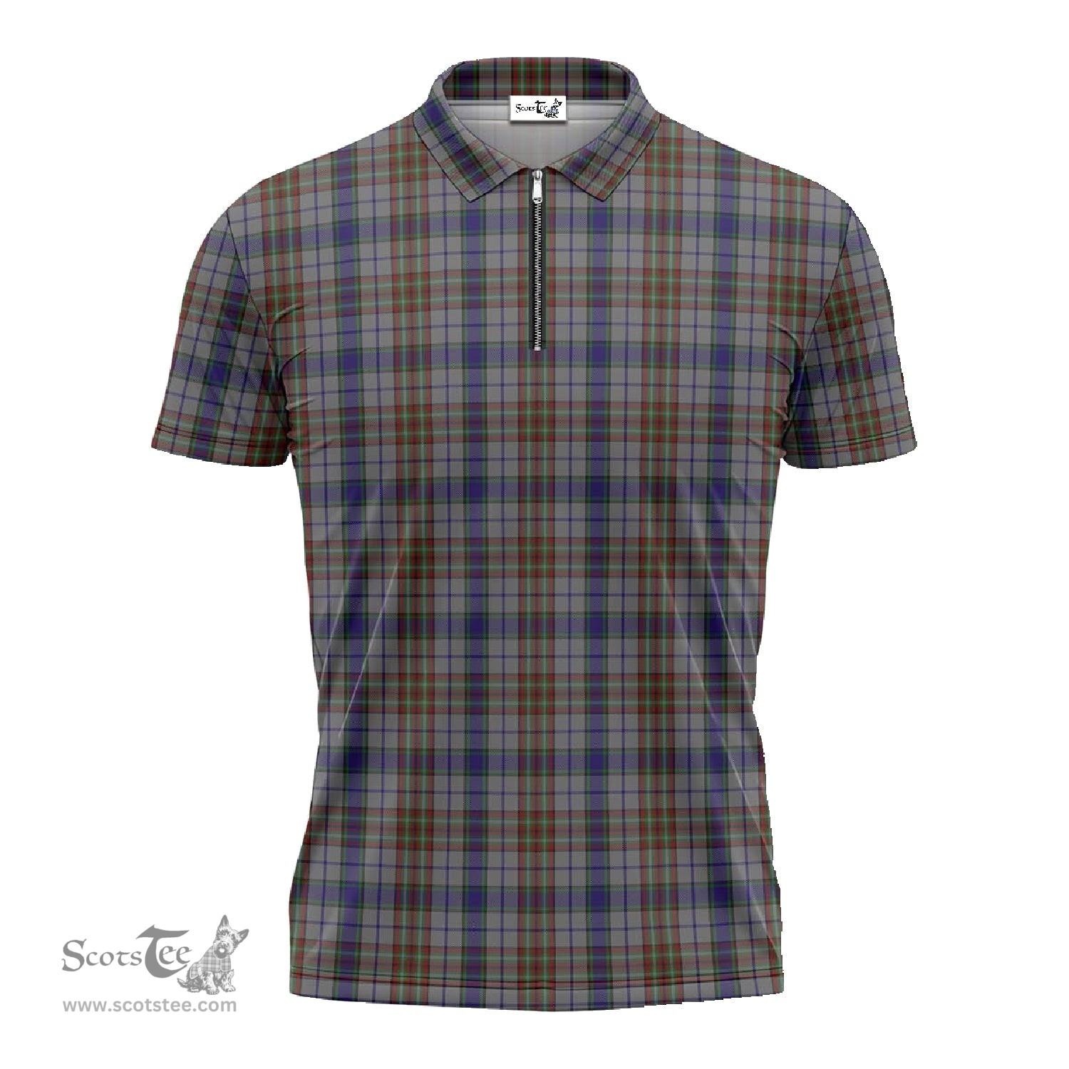 ScotsTee Shop Scottish Gayre Hunting Clan Tartan Zipper Polo Shirt