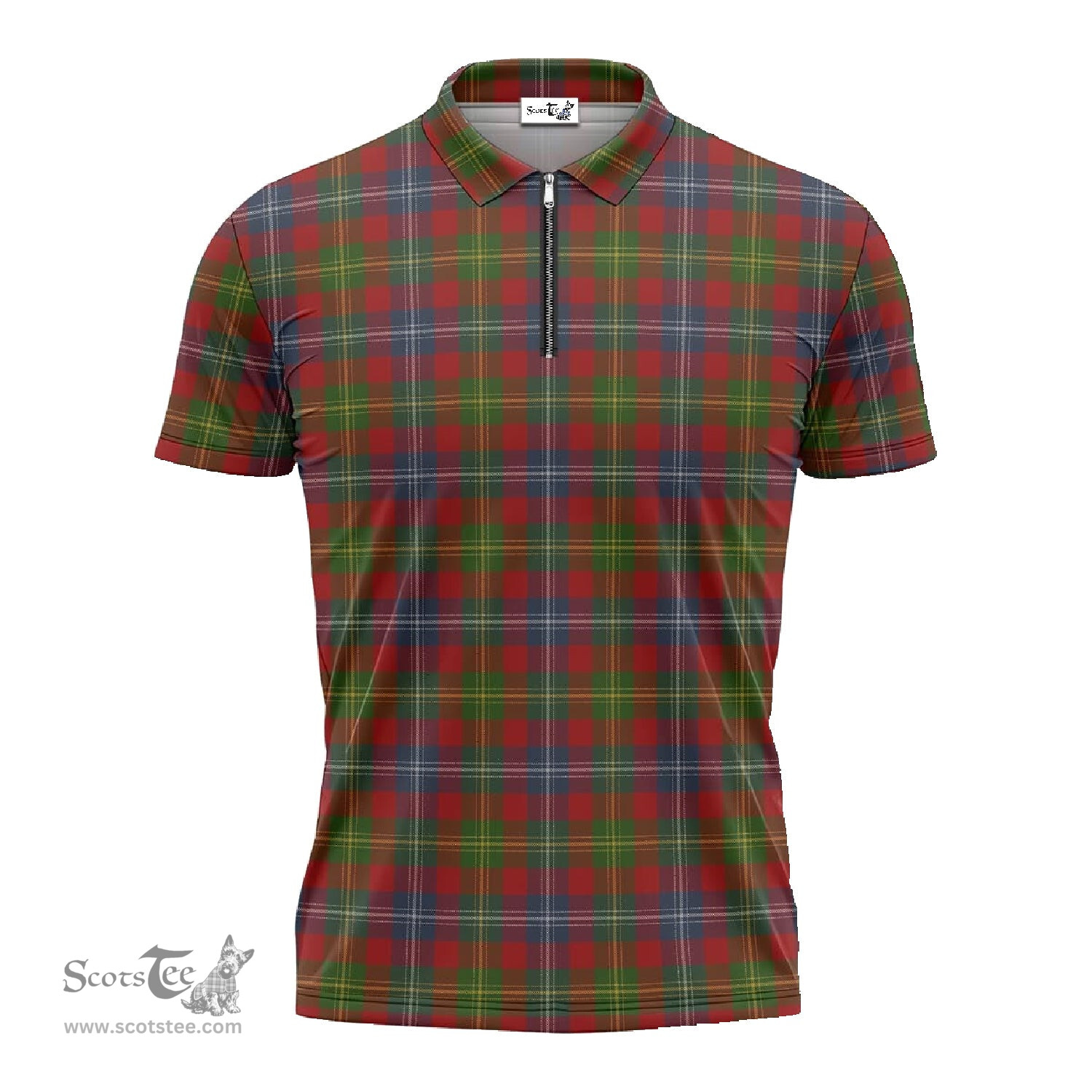 ScotsTee Shop Scottish Forrester or Foster Clan Tartan Zipper Polo Shirt