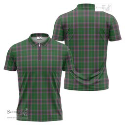 ScotsTee Shop Scottish Gray Hunting Clan Tartan Zipper Polo Shirt