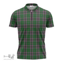 ScotsTee Shop Scottish Gray Hunting Clan Tartan Zipper Polo Shirt