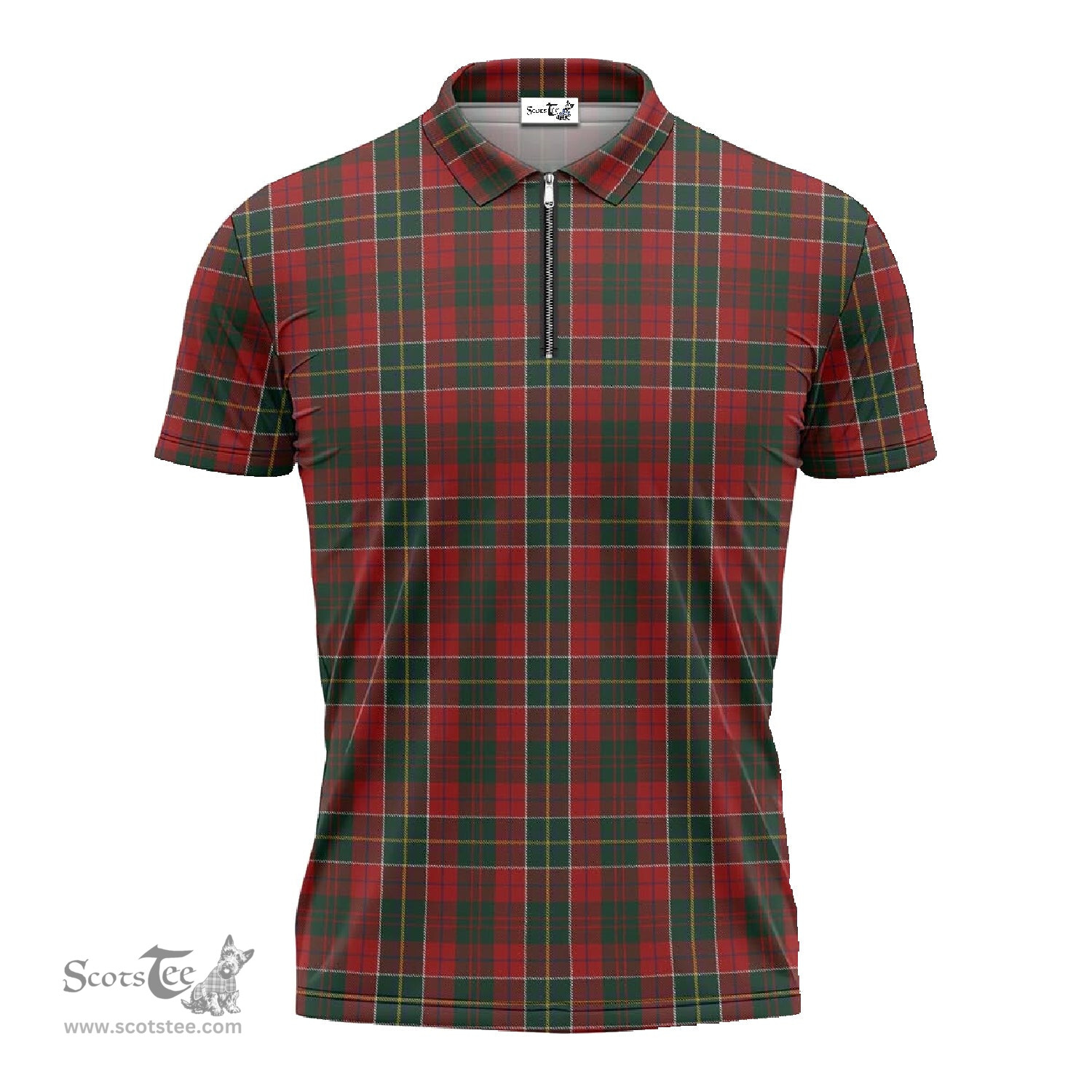 ScotsTee Shop Scottish Hunter USA Clan Tartan Zipper Polo Shirt
