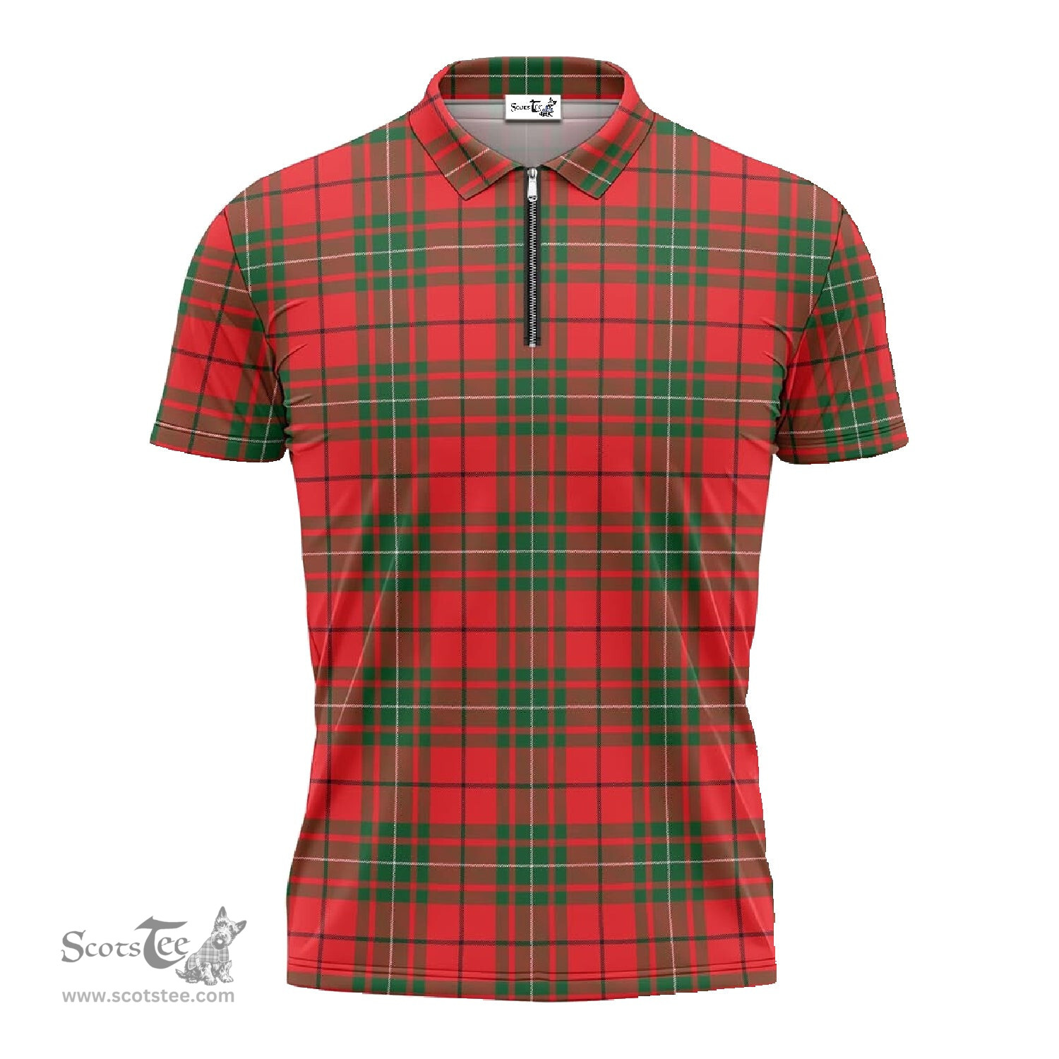 ScotsTee Shop Scottish MacAulay Modern Clan Tartan Zipper Polo Shirt