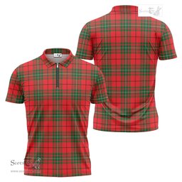 ScotsTee Shop Scottish MacAulay Modern Clan Tartan Zipper Polo Shirt