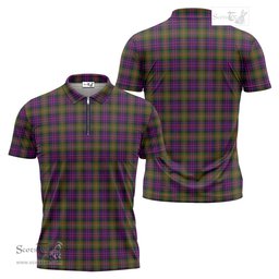 ScotsTee Shop Scottish MacDonell of Glengarry Modern Clan Tartan Zipper Polo Shirt