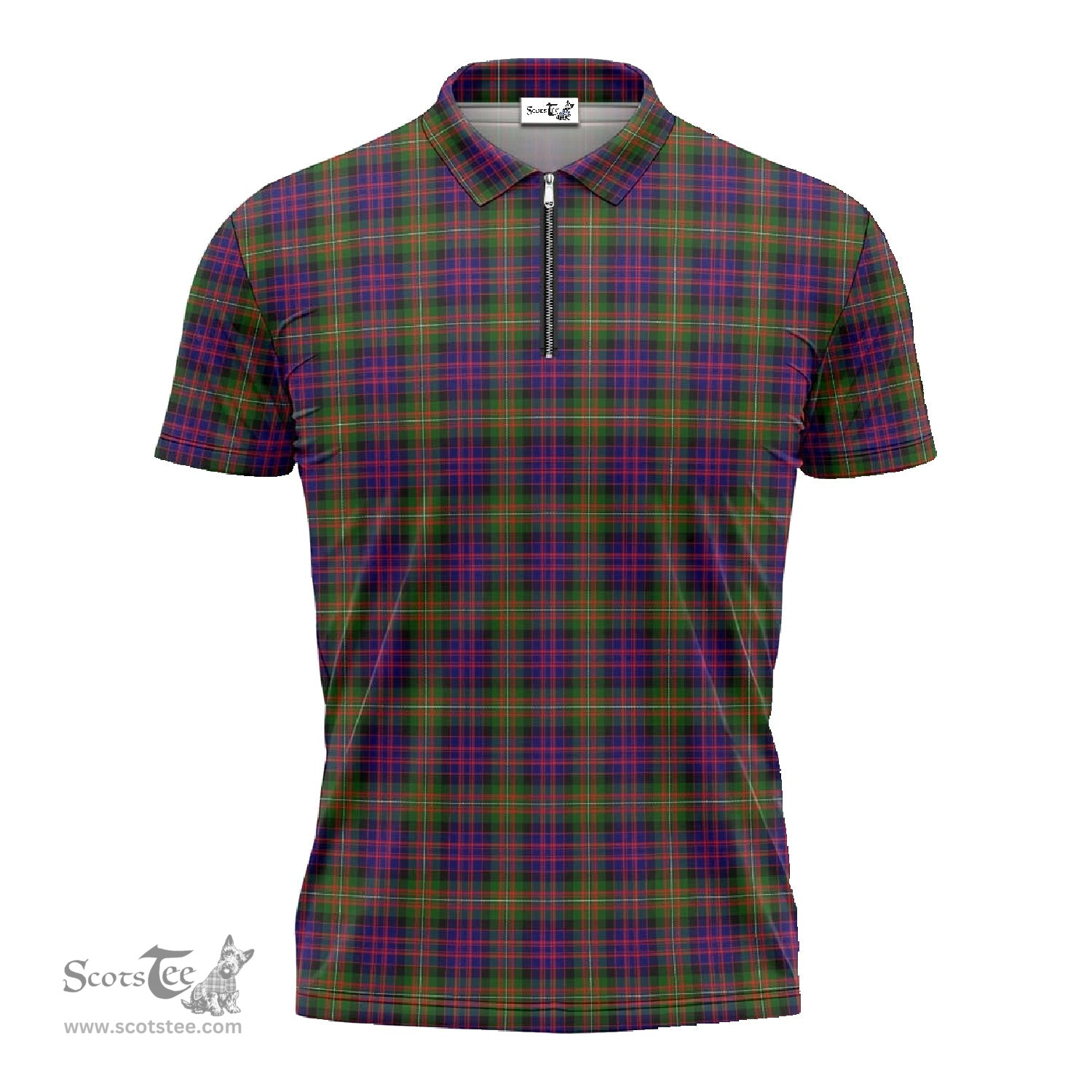 ScotsTee Shop Scottish MacDonell of Glengarry Modern Clan Tartan Zipper Polo Shirt
