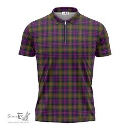 ScotsTee Shop Scottish MacDonell of Glengarry Modern Clan Tartan Zipper Polo Shirt