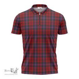 ScotsTee Shop Scottish Kelly of Sleat Red Clan Tartan Zipper Polo Shirt