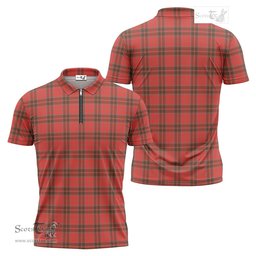 ScotsTee Shop Scottish Grant Weathered Clan Tartan Zipper Polo Shirt