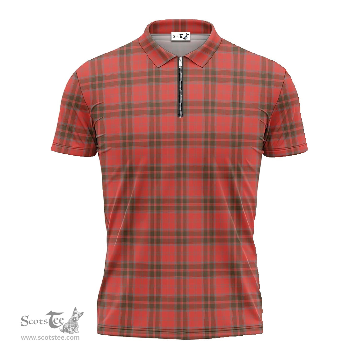 ScotsTee Shop Scottish Grant Weathered Clan Tartan Zipper Polo Shirt