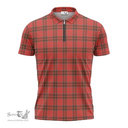 ScotsTee Shop Scottish Grant Weathered Clan Tartan Zipper Polo Shirt