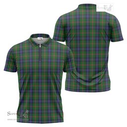 ScotsTee Shop Scottish Jones Clan Tartan Zipper Polo Shirt