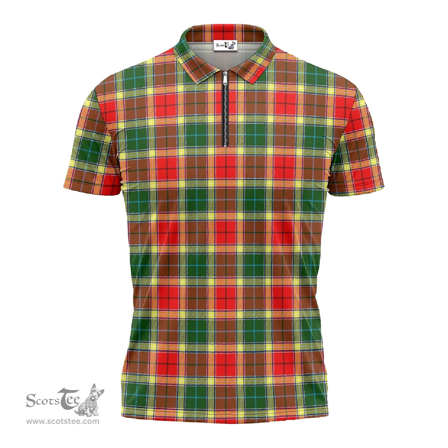 ScotsTee Shop Scottish Gibsone (Gibson-Gibbs) Clan Tartan Zipper Polo Shirt