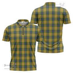 ScotsTee Shop Scottish Fraser Yellow Clan Tartan Zipper Polo Shirt