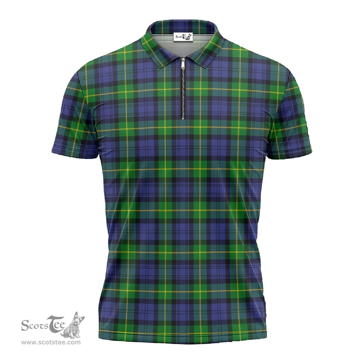 ScotsTee Shop Scottish Gordon Modern Clan Tartan Zipper Polo Shirt