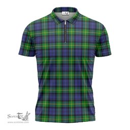 ScotsTee Shop Scottish Gordon Modern Clan Tartan Zipper Polo Shirt